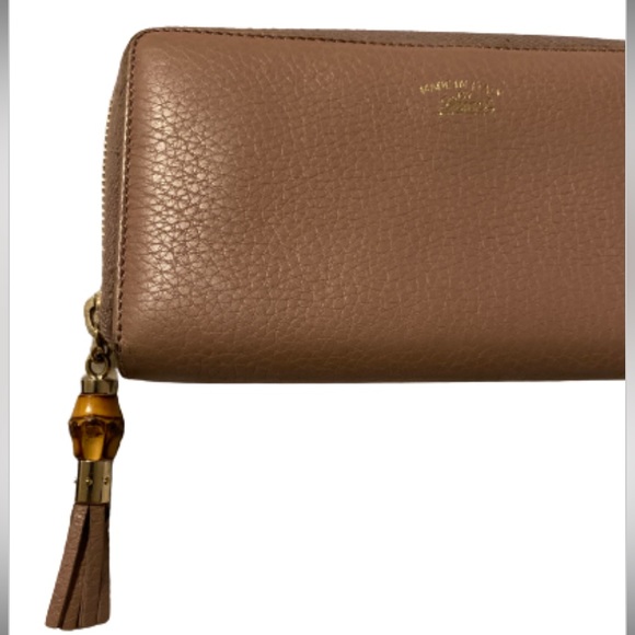 ❤️ Authentic Gucci Dusty Rose/Rustic Pink Mauve Leather Zip Around Wallet - Picture 10 of 16